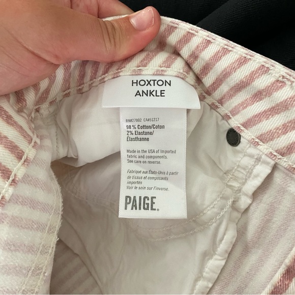 PAIGE Houston Ankle Blossom Pink Stripe Jeans - Picture 7 of 13